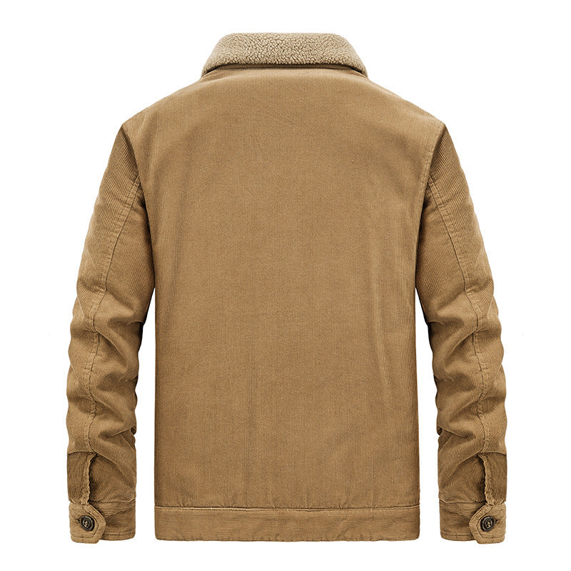 Herren Cord‑Blouson mit durchgehendem Sherpa‑Innenfutter und Umlegekragen – Taviero