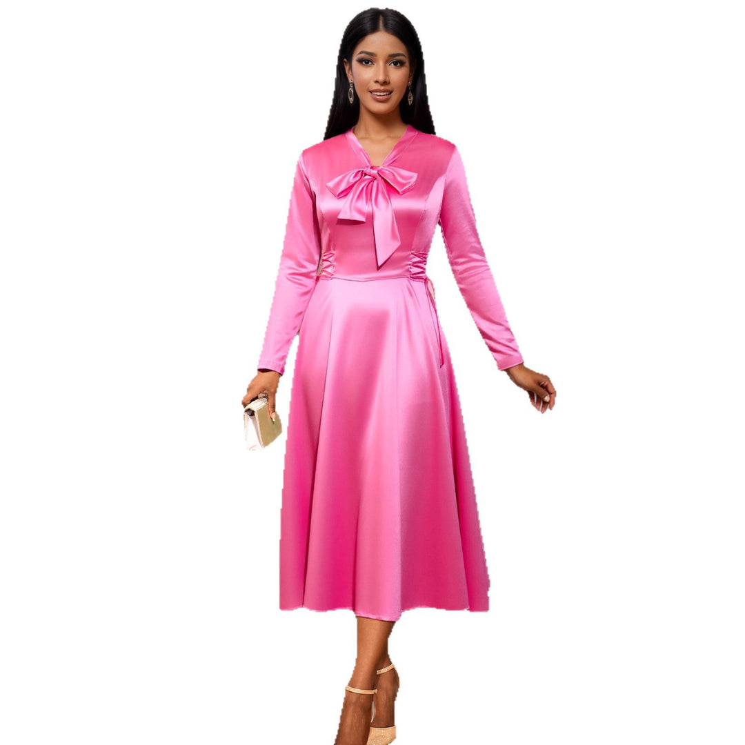 Damen Elegantes Midikleid mit Raffinierter Schleifenbindung Echo Archiv