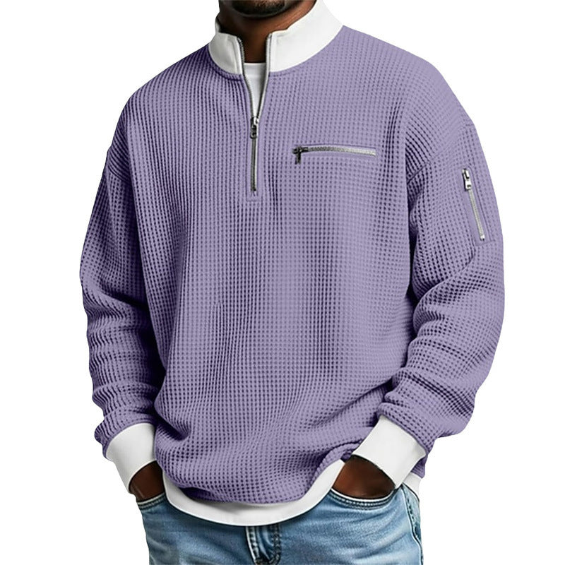 Herren Sportlicher Quarter-Zip Pullover mit strukturiertem Muster Echoarchiv