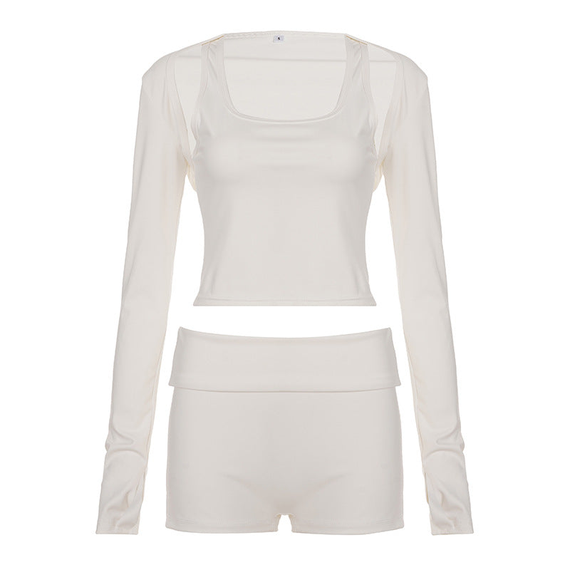 Damen Sportliches Crop-Top und Shorts Set Echo Archiv