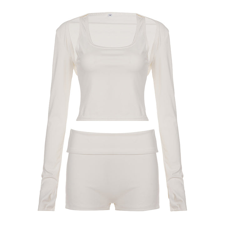 Damen Sportliches Crop-Top und Shorts Set Echo Archiv