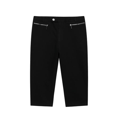 Damen Kurzgeschnittene Slim-Fit knöchellange Stoffhose mit Reißverschlusstaschen Echo Archiv