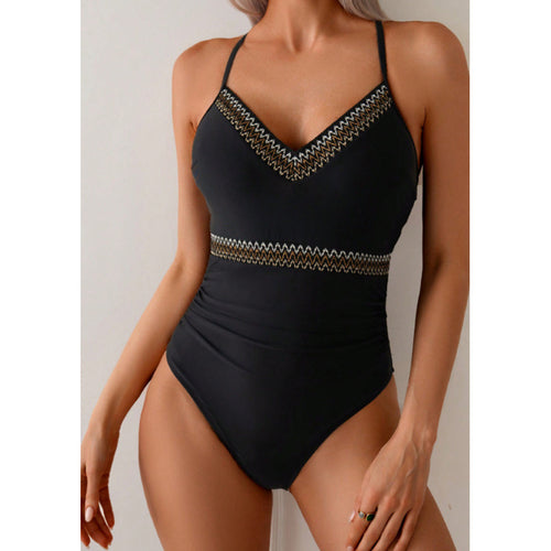 Damen Eleganter Badeanzug mit verziertem Ausschnitt Echo Archiv