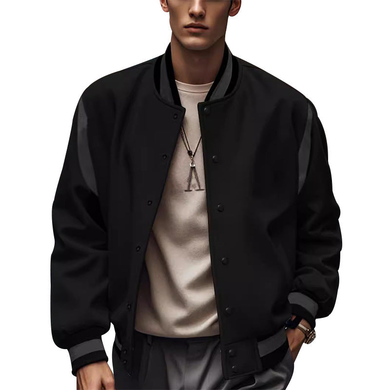 Herren Sportliche Collegejacke im retro Stil mit Kontrastärmeln und Druckknopfverschluss Echoarchiv