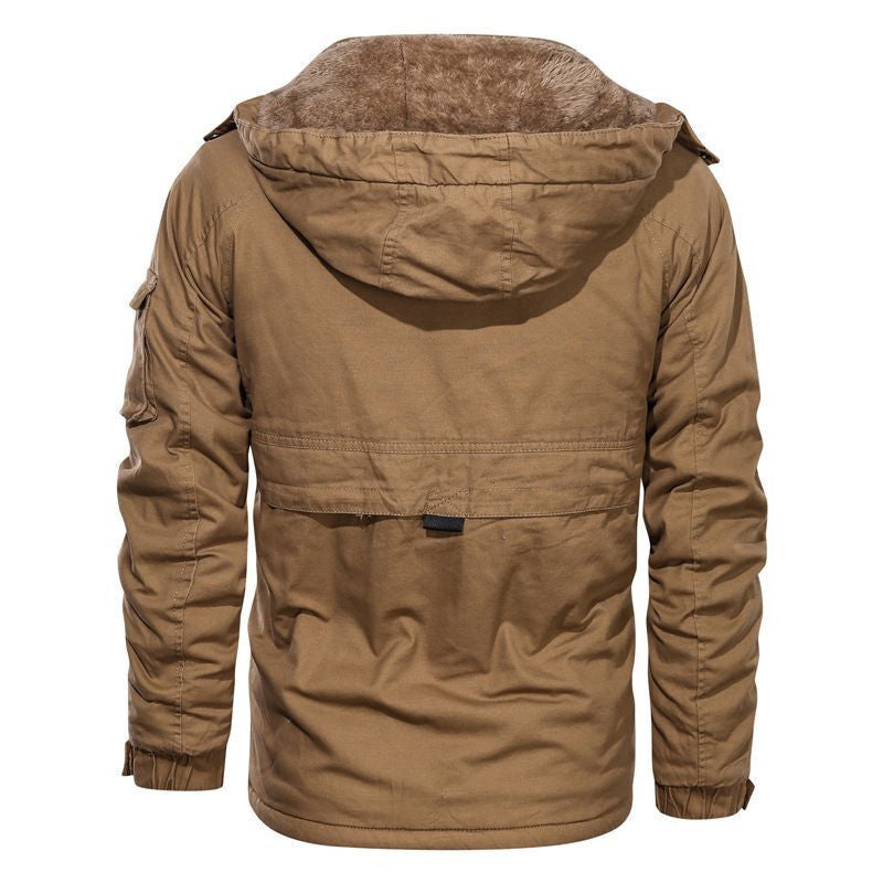 Herren robustes Canvas-Militärblouson mit wärmender Teddyfutter‑Innenlage und Kapuze Echo Archiv