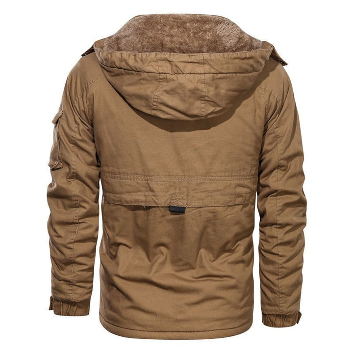 Herren robustes Canvas-Militärblouson mit wärmender Teddyfutter‑Innenlage und Kapuze Echo Archiv