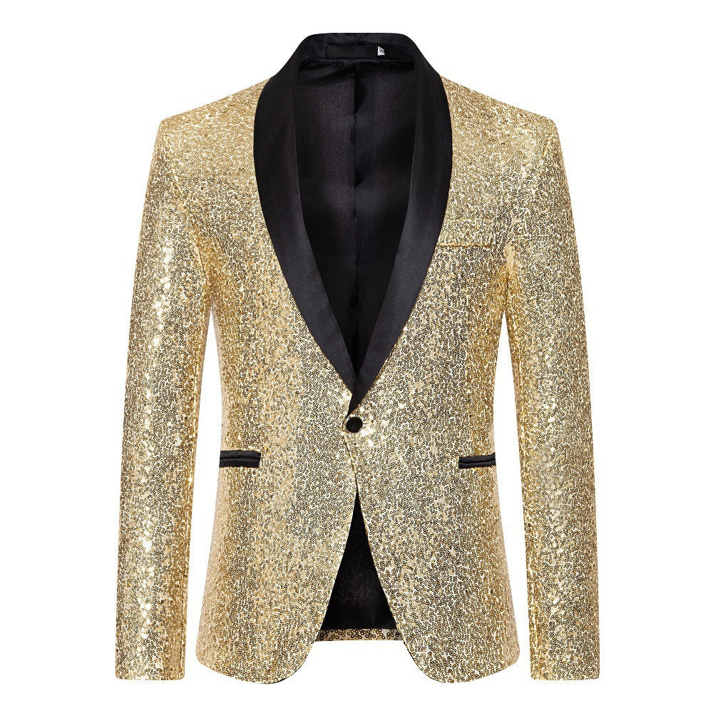 Herren eleganter Pailletten Blazer mit satinierter Kragenpartie Echoarchiv