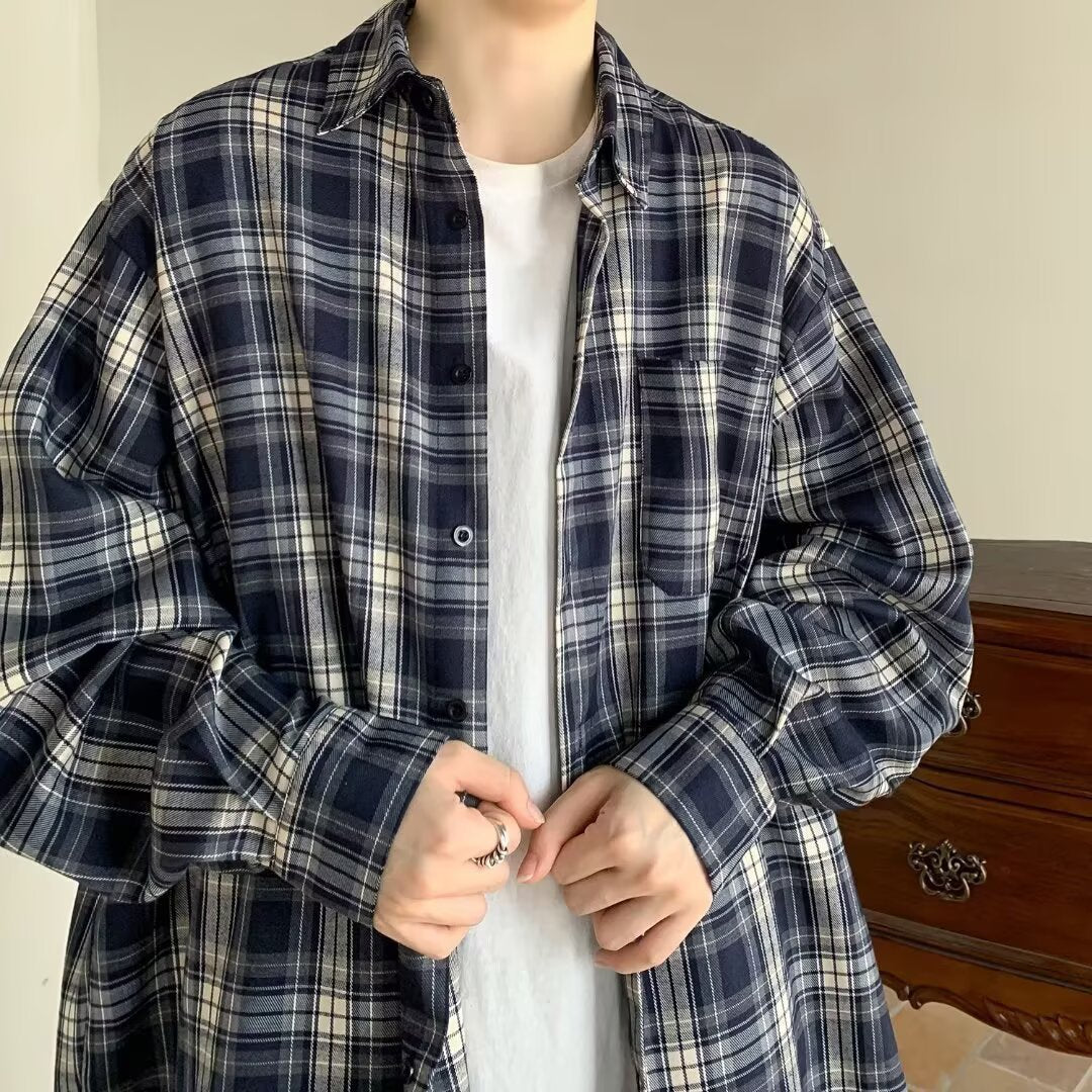 Damen Lässige Karobluse mit weitem Schnitt Echoarchiv