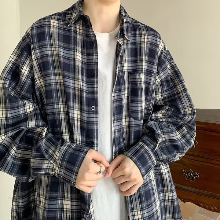Damen Lässige Karobluse mit weitem Schnitt Echoarchiv