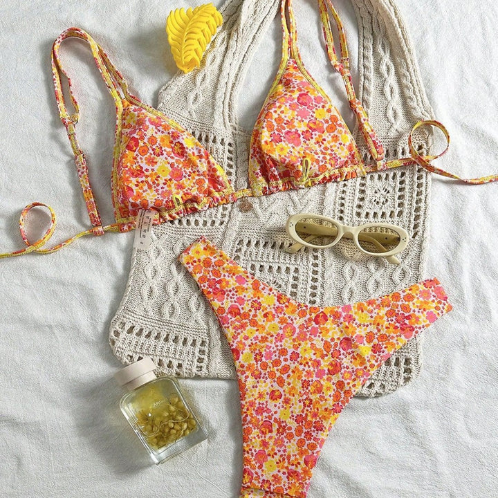 Damen Triangel-Bikini mit fließendem Floral-Design Echo Archiv