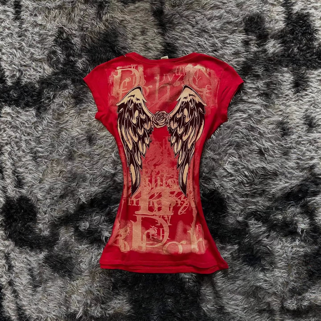 Damen modisches T-Shirt mit einzigartigem Cross-Design Echo Archiv