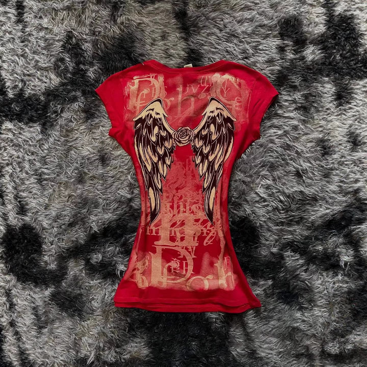 Damen modisches T-Shirt mit einzigartigem Cross-Design Echo Archiv