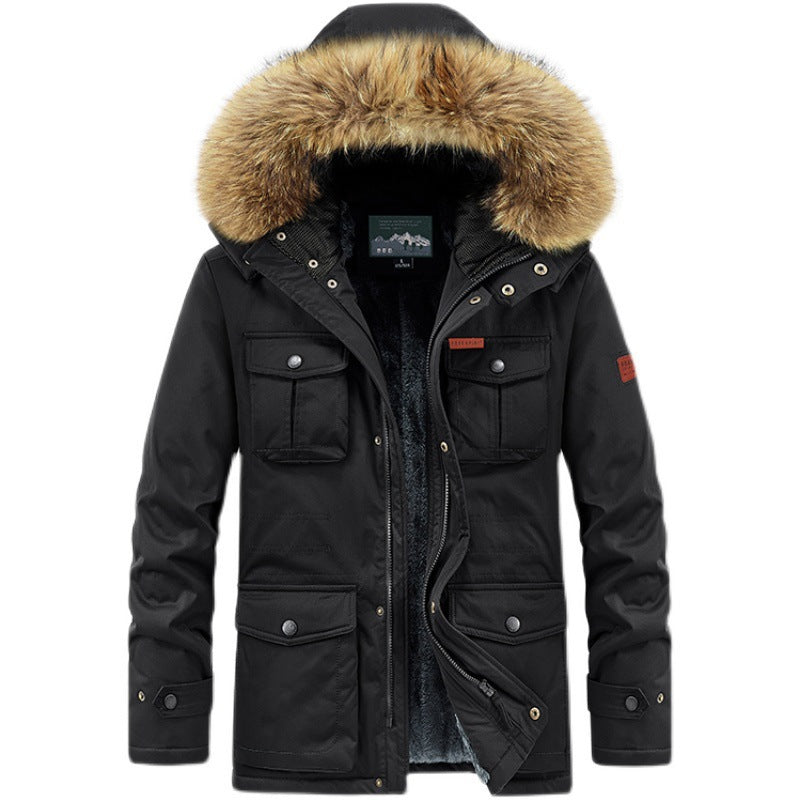 Herren Winterparka mit Kunstfellkapuze gesteppter Thermofütterung und Multifachtaschen Echo Archiv