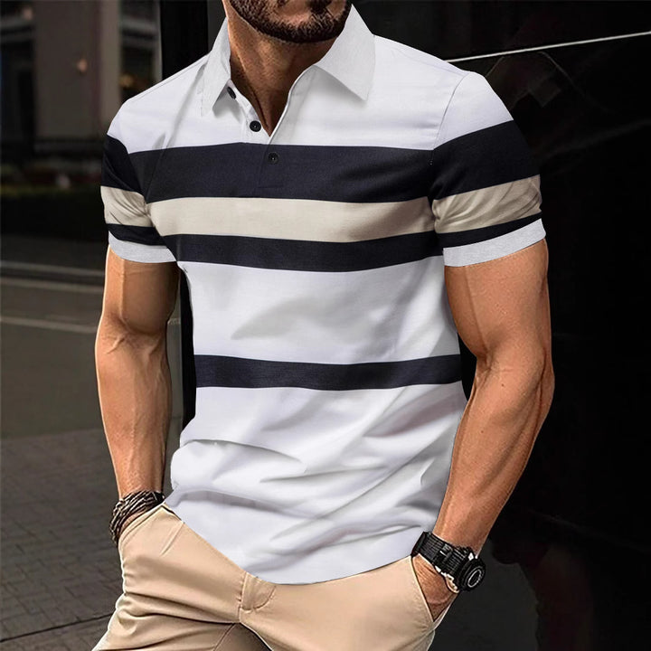 Herren Poloshirt mit modernem Streifenmuster und atmungsaktiver Baumwolle Echoarchiv