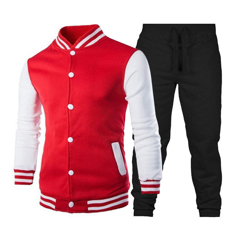 Herren sportlicher Varsity-Anzug mit kontrastierenden Ärmeln und elastischem Bund Echoarchiv
