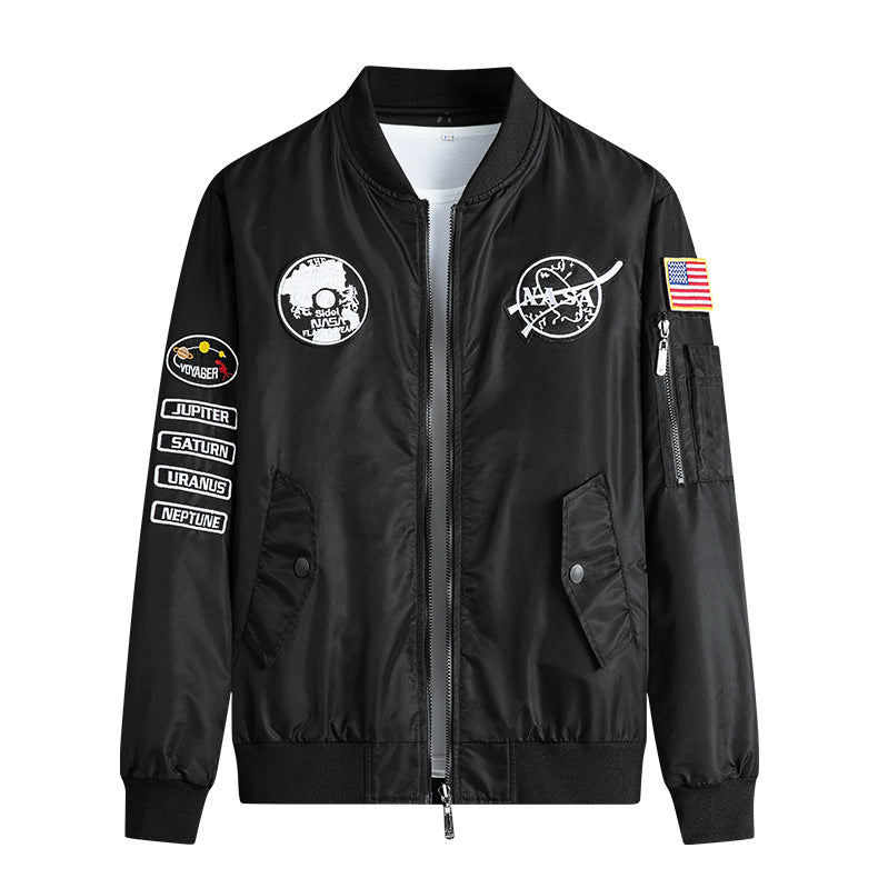 Herren  leichte Mikroschalen-Mission-Patch-Flug-Bomberjacke mit schrägen Klappentaschen und Ärmelreißverschluss Echo Archiv