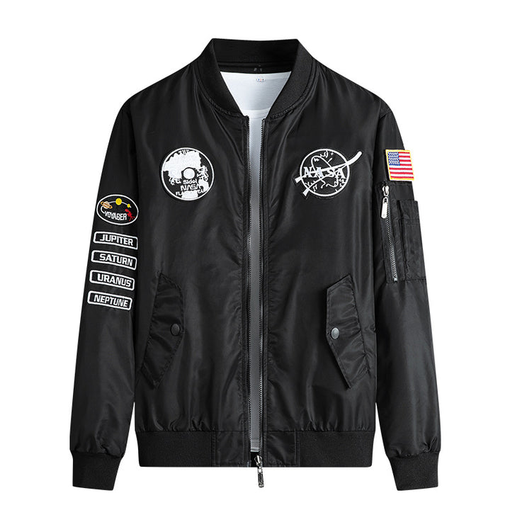 Herren  leichte Mikroschalen-Mission-Patch-Flug-Bomberjacke mit schrägen Klappentaschen und Ärmelreißverschluss Echo Archiv