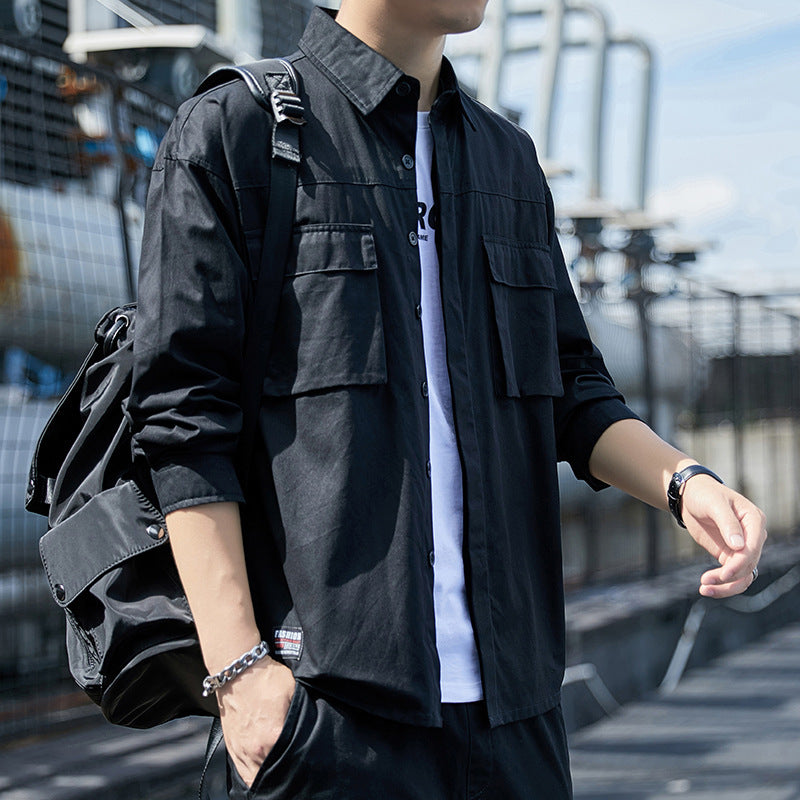 Herren Overshirt im Utility-Canvas-Look mit Brustpattentaschen und geradem Schnitt Echoarchiv