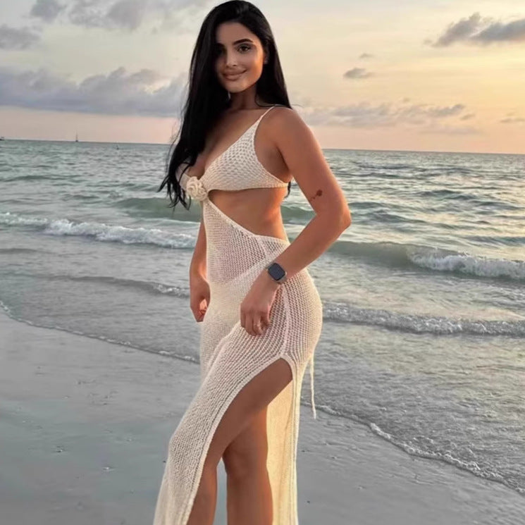 Damen Transparentes Strandkleid mit tiefem V-Ausschnitt Echo Archiv