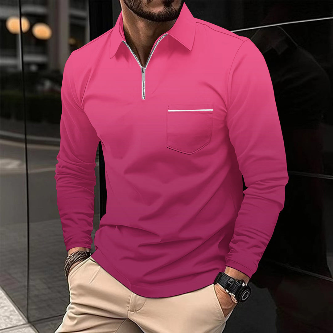 Herren Langarmshirt mit modernem Reißverschluss und Brusttasche Echoarchiv