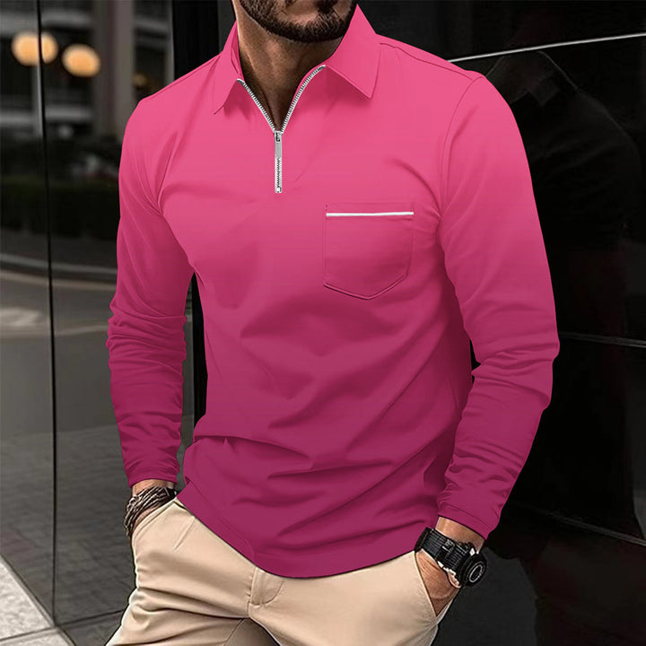 Herren Langarmshirt mit modernem Reißverschluss und Brusttasche Echoarchiv
