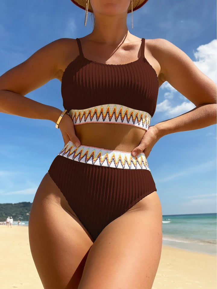 Damen Hochtaillierter Bikini mit geometrischem Muster Echo Archiv