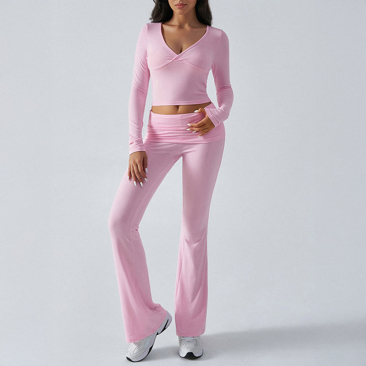 Damen nan figurbetonte Yoga-Set mit hoher Taille und V-Ausschnitt Echo Archiv