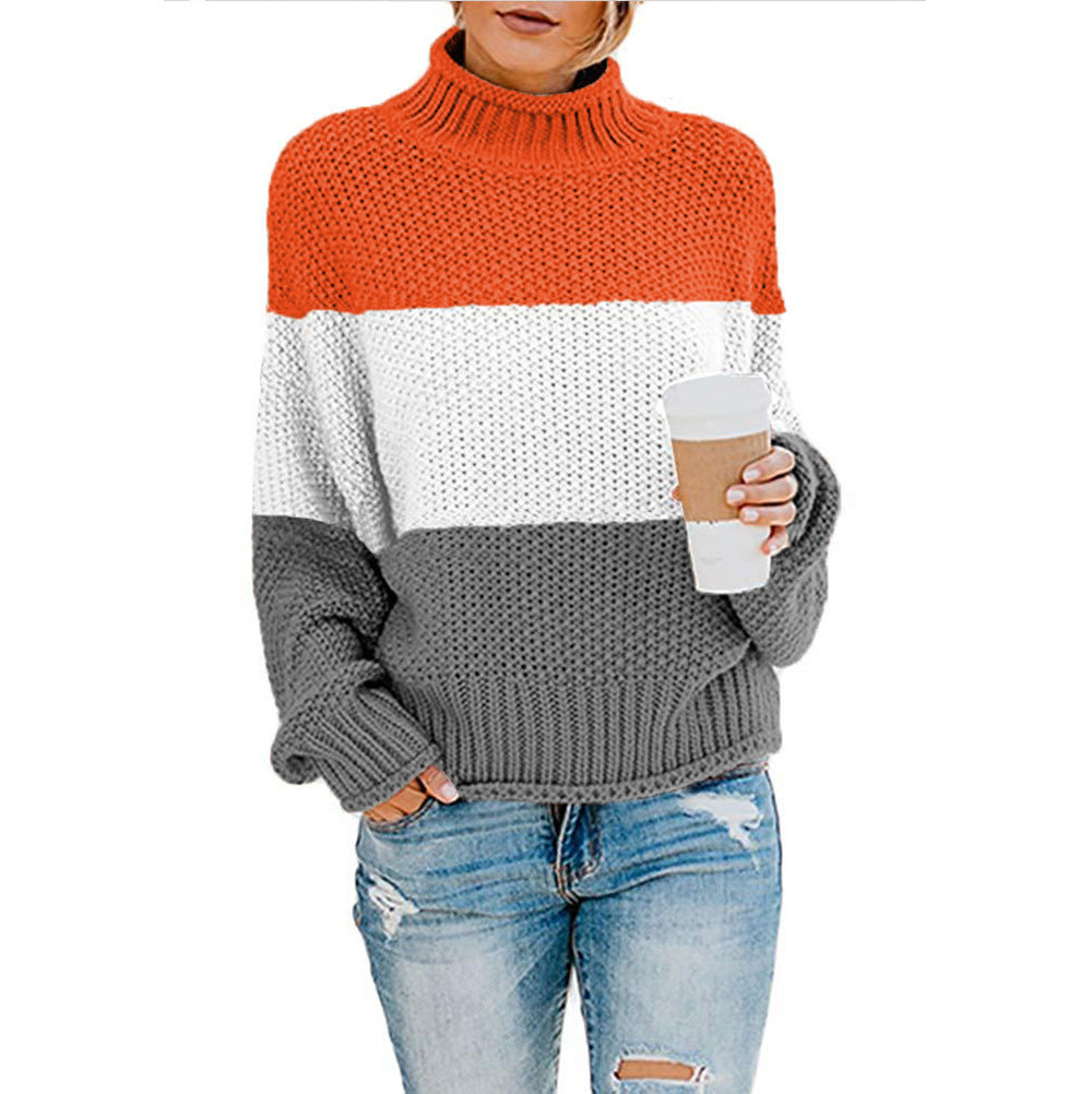 Damen nan grobstrick Rollkragenpullover mit Oversize-Schnitt und Blockstreifen-Optik Echo Archiv