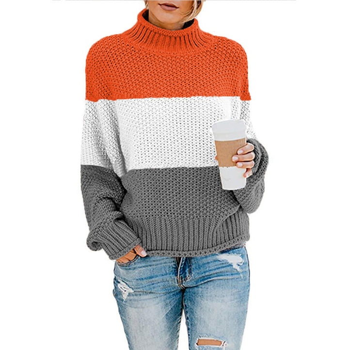 Damen nan grobstrick Rollkragenpullover mit Oversize-Schnitt und Blockstreifen-Optik Echo Archiv