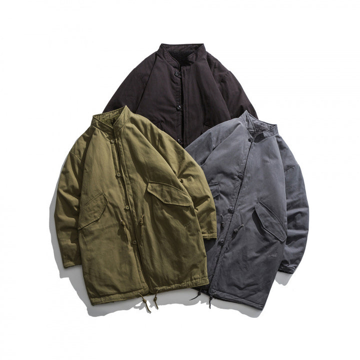 Herren Isolierende Parkajacke im Oversize‑Cut mit Sherpa‑Futter und Tunnelzugsaum Echo Archiv