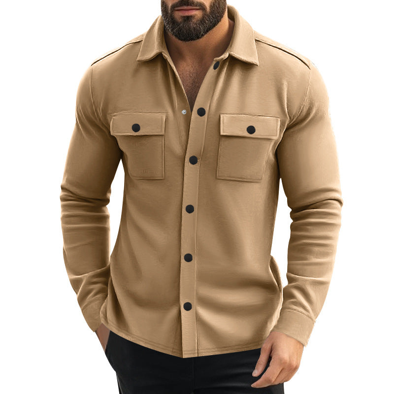Herren Overhemdjacke mit zwei aufgesetzten Taschen und strukturiertem Stoff Echoarchiv