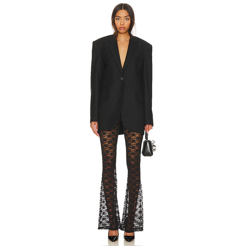 Damen Spitzenleggings mit weitem Bein und hohem Bund Echo Archiv