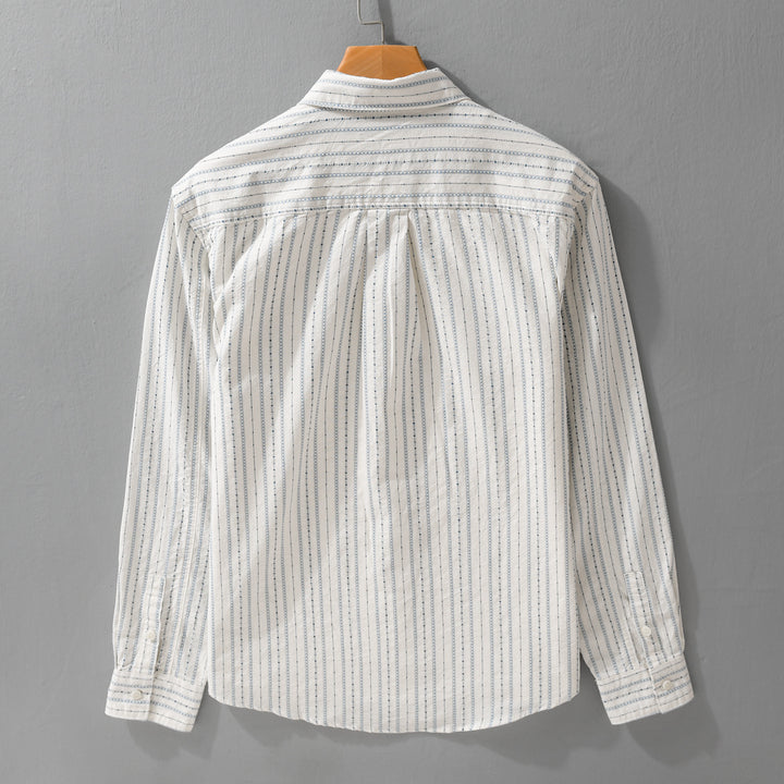 Herren Gestreiftes Overshirt aus Baumwollmix mit Brusttasche und Relaxed-Fit Echoarchiv