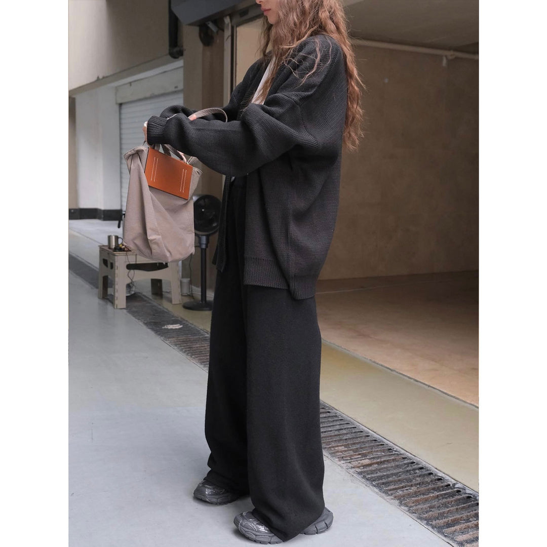Damen Weite Strick‑Palazzohose im Lounge‑Look mit hohem Bund Echoarchiv
