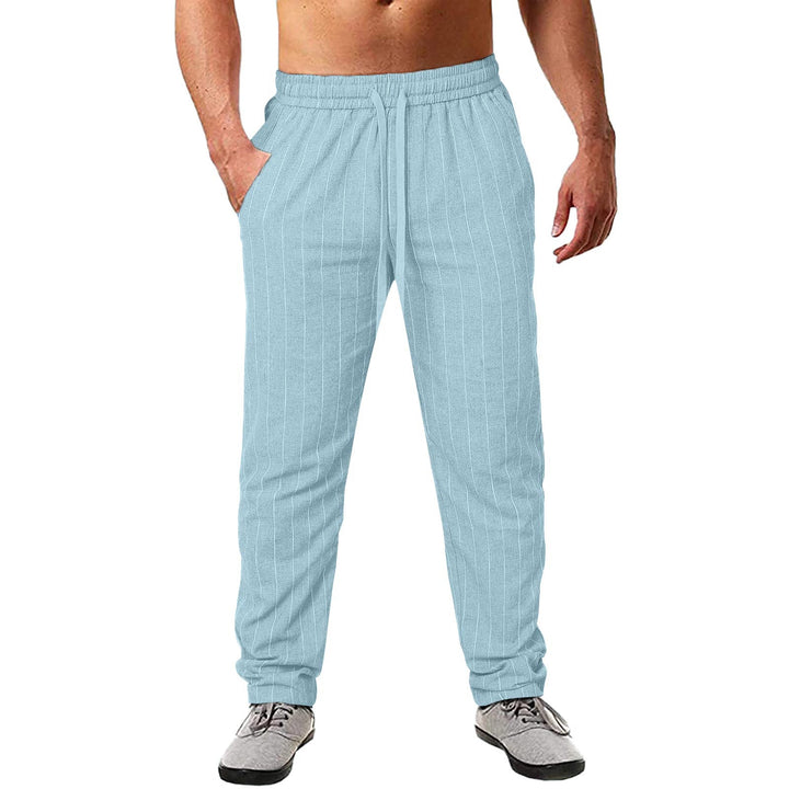 Herren lässige Streifen-Hosen aus Baumwollmix mit elastischem Bund und praktischen Eingrifftaschen Echoarchiv