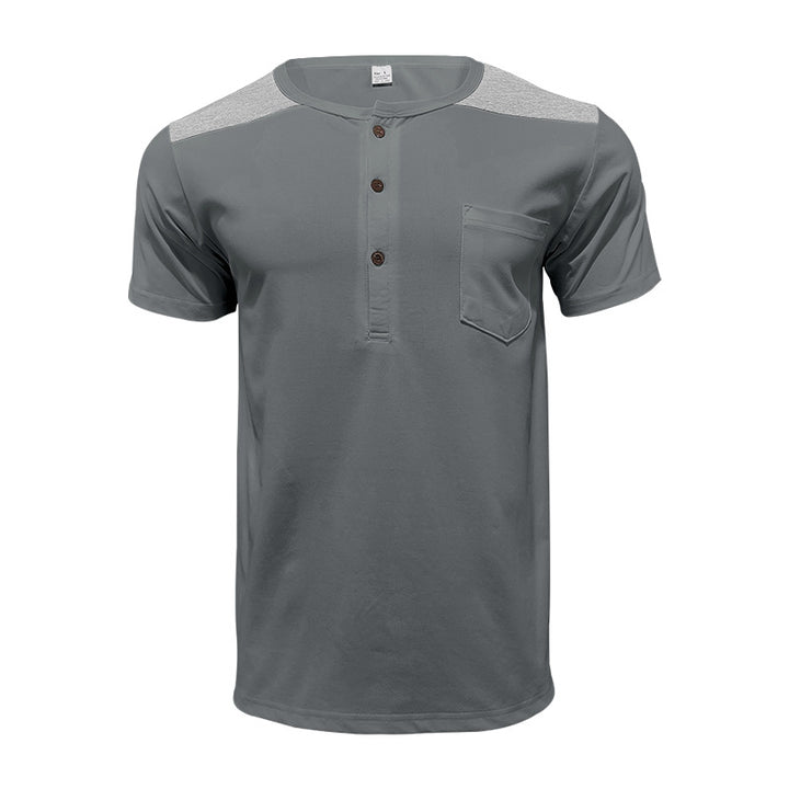 Herren nan Kurzarm-Henleyshirt aus weicher Baumwollmischung mit Brusttasche und Schulterblende Echo Archiv