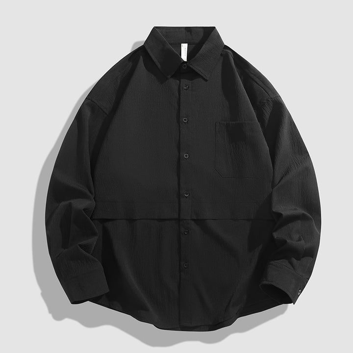 Herren lässige Langarmhemdjacke mit praktischer Brusttasche Echoarchiv