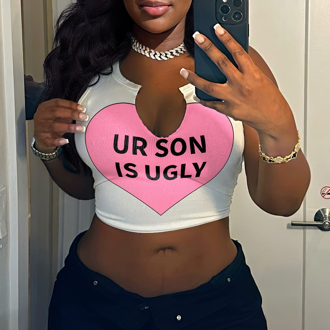Damen Crop-Top mit auffälligem Schriftzug und lockerer Passform Echo Archiv