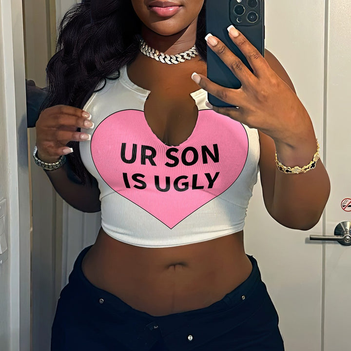 Damen Crop-Top mit auffälligem Schriftzug und lockerer Passform Echo Archiv