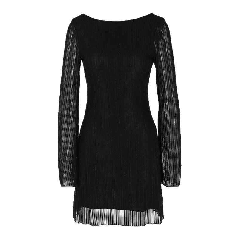 Damen elegantes Minikleid mit transparenten Langärmeln und schimmerndem Effekt Echo Archiv