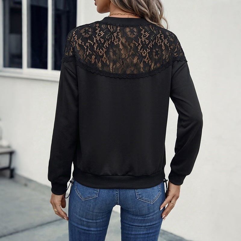 Damen Elegantes Sweatshirt mit Spitzenakzenten Echo Archiv