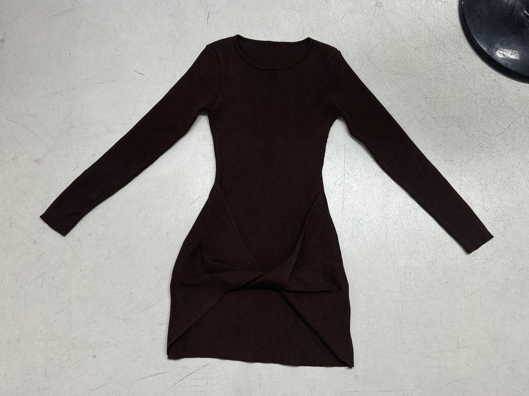 Damen nan geripptes Minikleid mit Wickel-Twist und figurbetonter Silhouette Echo Archiv