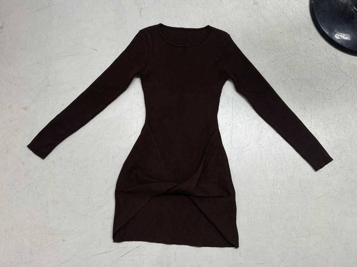 Damen nan geripptes Minikleid mit Wickel-Twist und figurbetonter Silhouette Echo Archiv