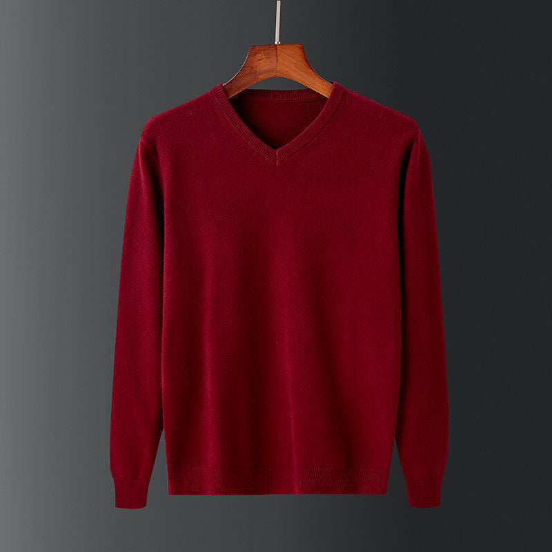 Herren eleganter V-Ausschnitt Pullover aus feiner Wolle Echoarchiv
