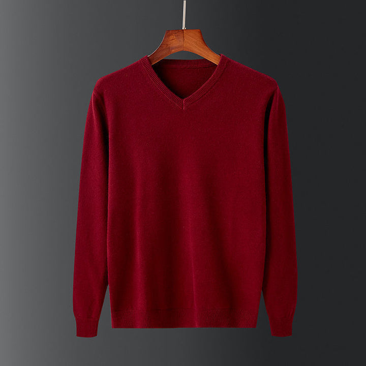 Herren eleganter V-Ausschnitt Pullover aus feiner Wolle Echoarchiv
