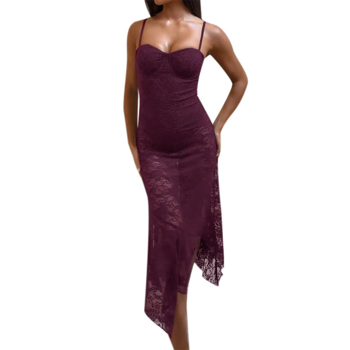 Damen Spitzen-Maxikleid mit aufregendem asymmetrischen Saum Echo Archiv