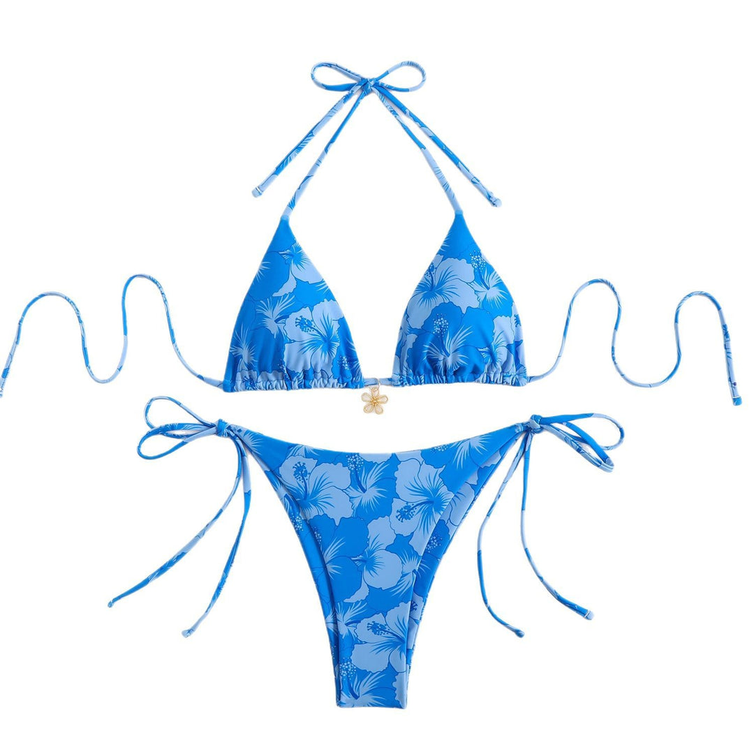 Damen Triangel-Bikini-Set mit floralem Design und verspielten Bindebändern Echo Archiv