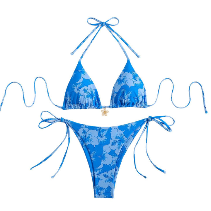 Damen Triangel-Bikini-Set mit floralem Design und verspielten Bindebändern Echo Archiv