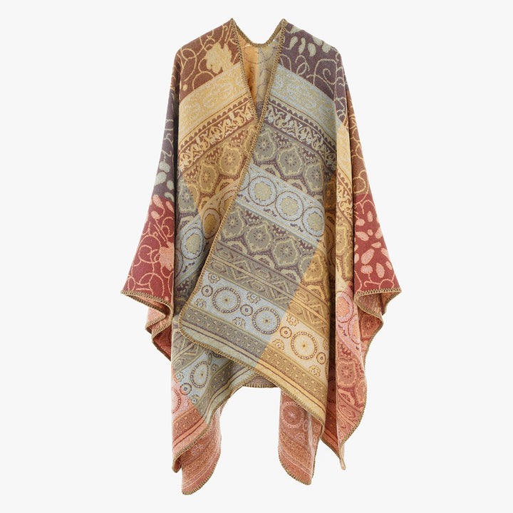 Damen Jacquard-Kimono-Überwurf im Ornament-Patchwork Stil – Avérine