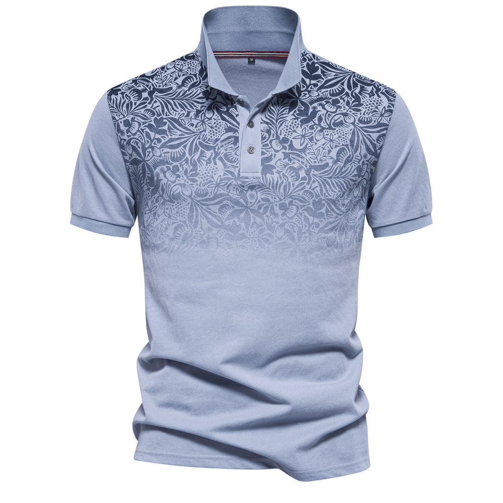 Herren Kurzarm Poloshirt mit floralen Mustern und modernen Designelementen Echoarchiv
